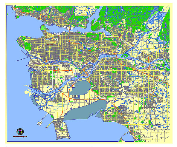 Vancouver Canada editable vector map svg free