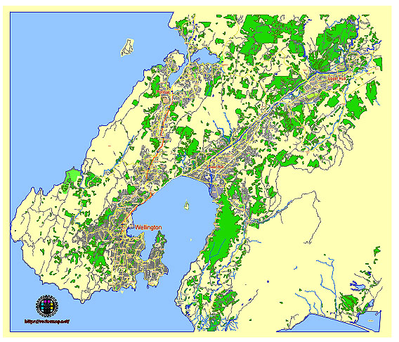 Wellington New Zealand editable vector map svg free