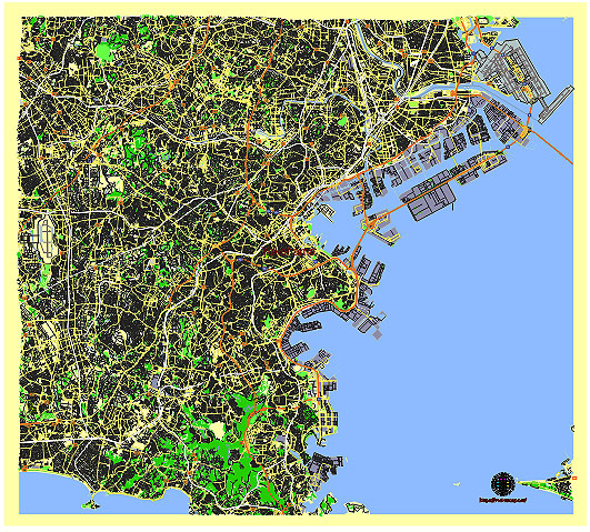 Yokohama Japan editable vector map svg free