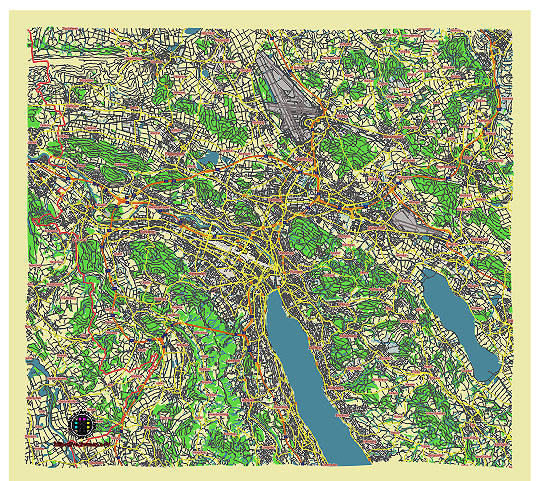 Zurich Switzerland editable vector map svg free