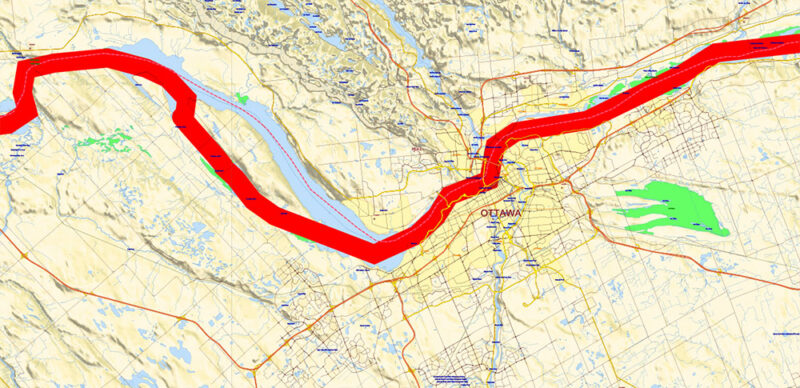 Adirondacks Park + Algonquin Parks (US and Canada) Vector Map High Detailed editable layered Adobe Illustrator