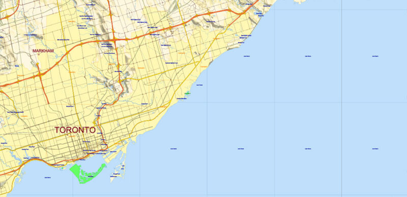 Adirondacks Park + Algonquin Parks (US and Canada) Vector Map High Detailed editable layered Adobe Illustrator