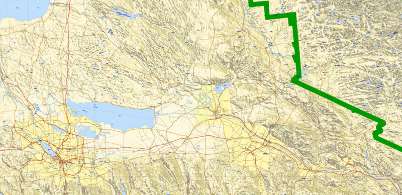 Adirondacks Park + Algonquin Parks (US and Canada) Vector Map High Detailed editable layered Adobe Illustrator