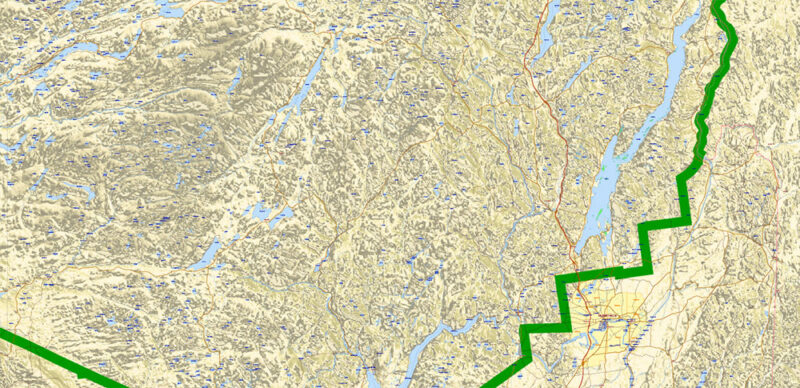 Adirondacks Park + Algonquin Parks (US and Canada) Vector Map High Detailed editable layered Adobe Illustrator