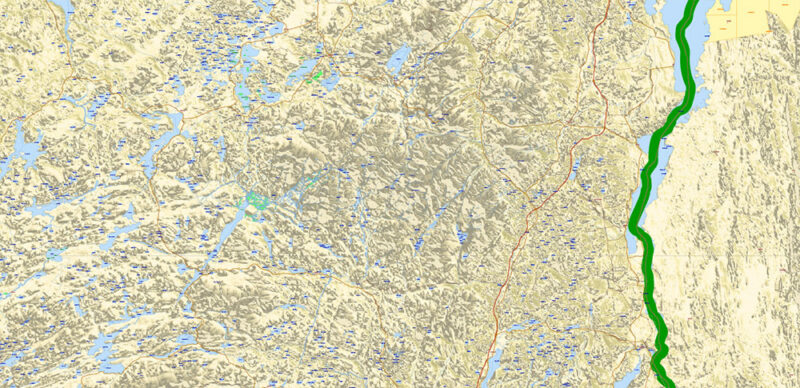 Adirondacks Park + Algonquin Parks (US and Canada) Vector Map High Detailed editable layered Adobe Illustrator