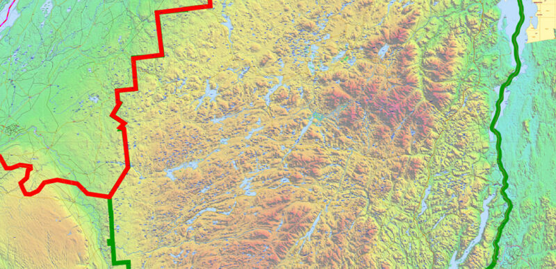 Adirondacks Park + Algonquin Parks (US and Canada) Vector Map High Detailed editable layered Adobe Illustrator