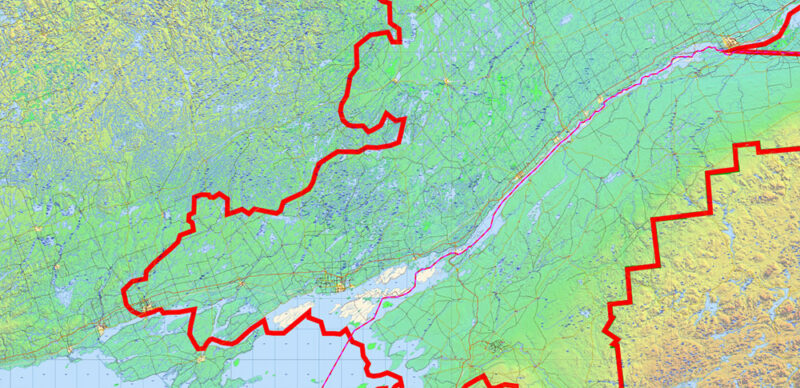 Adirondacks Park + Algonquin Parks (US and Canada) Vector Map High Detailed editable layered Adobe Illustrator