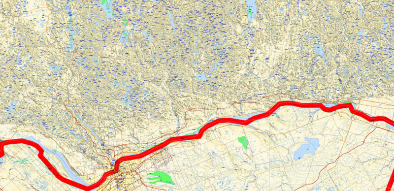 Adirondacks Park + Algonquin Parks (US and Canada) Vector Map High Detailed editable layered Adobe Illustrator