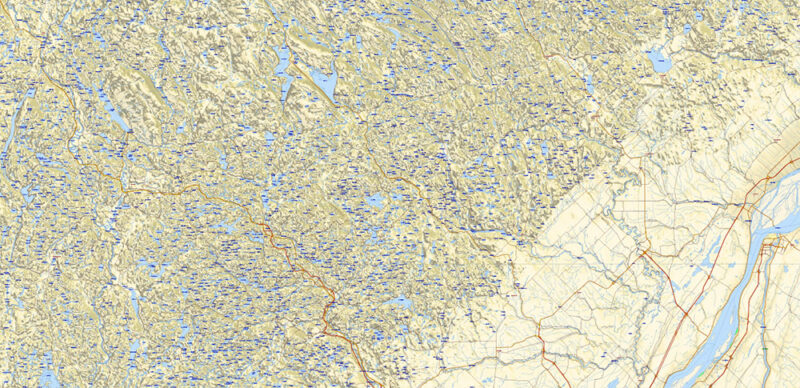 Adirondacks Park + Algonquin Parks (US and Canada) Vector Map High Detailed editable layered Adobe Illustrator