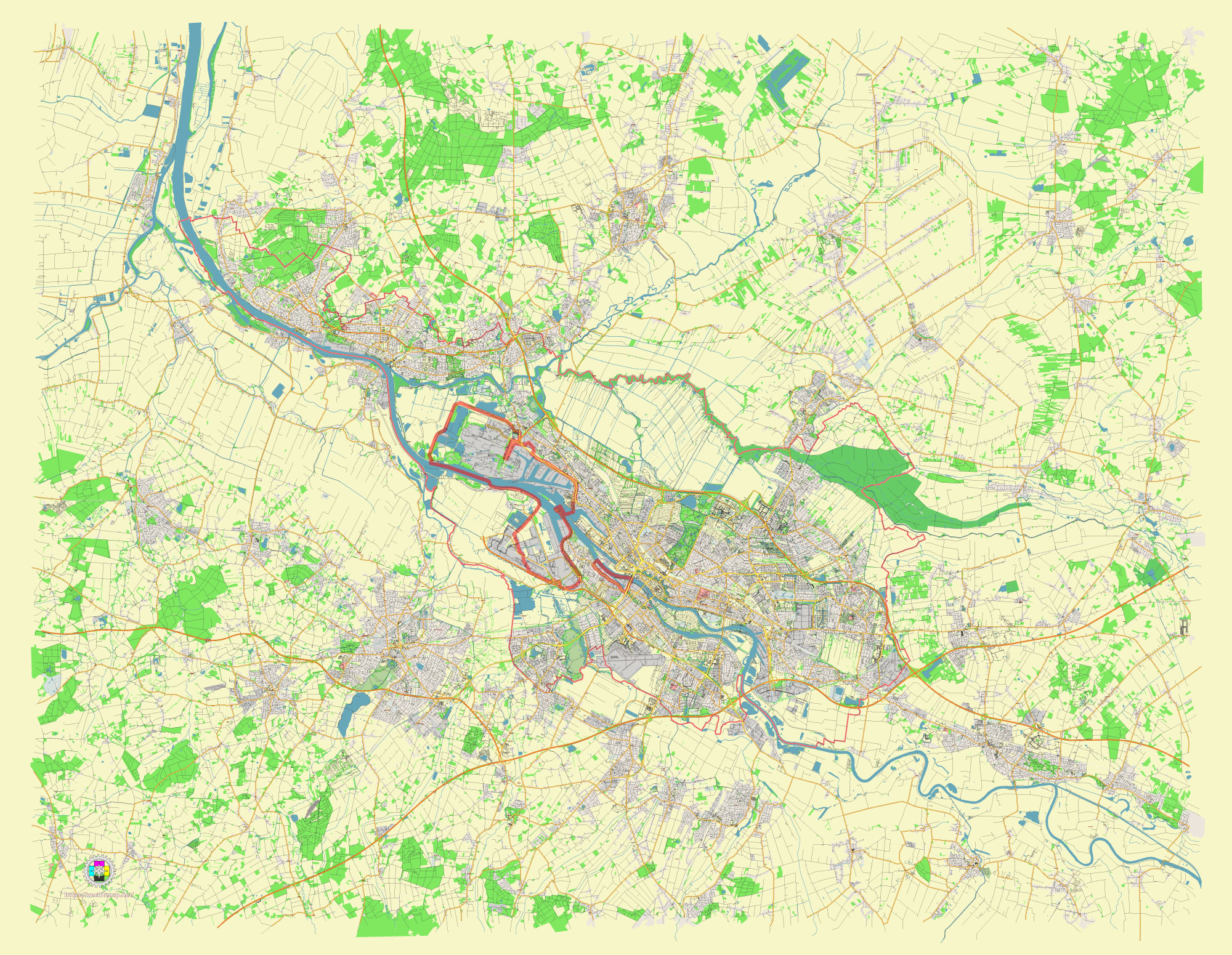 Bremen Germany Vector Map in Adobe Illustrator, PDF and SVG Free