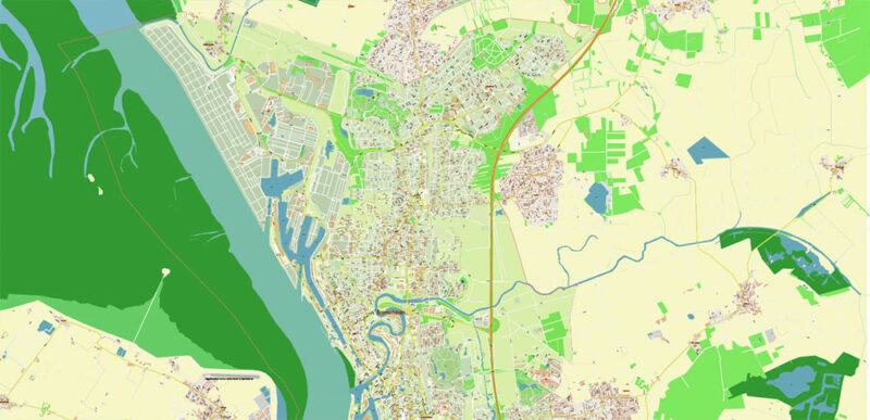 Bremerhaven Germany Vector Map High Detailed editable layered Adobe Illustrator