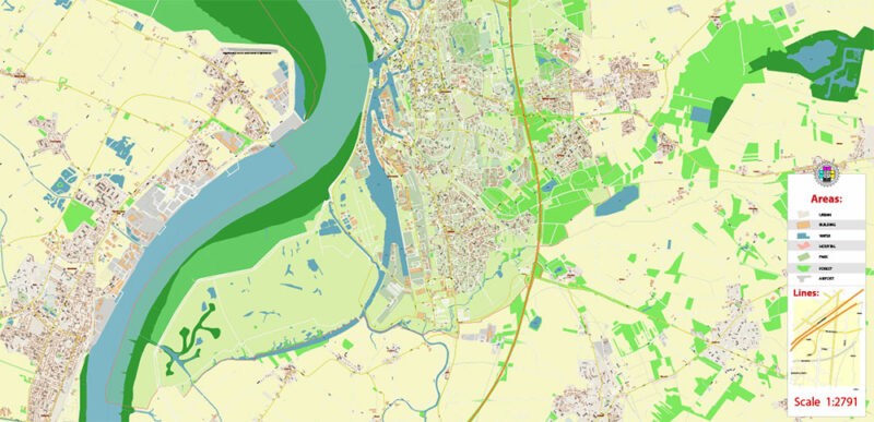 Bremerhaven Germany Vector Map High Detailed editable layered Adobe Illustrator