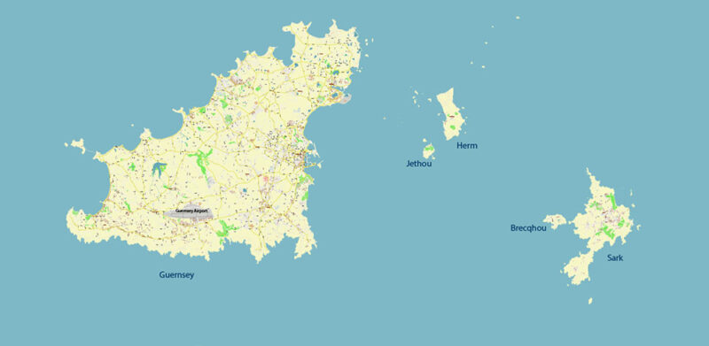 Channel Islands Guernsey and Jersey UK Vector Map High Detailed editable layered Adobe Illustrator