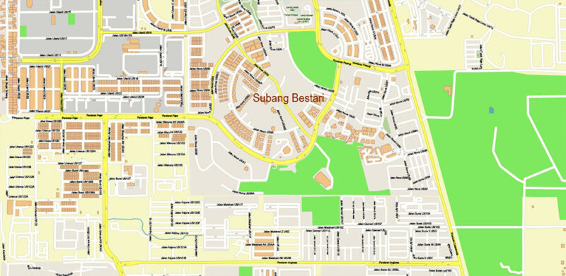 Kuala Lumpur Malaysia Vector Map High Detailed editable layered Adobe Illustrator