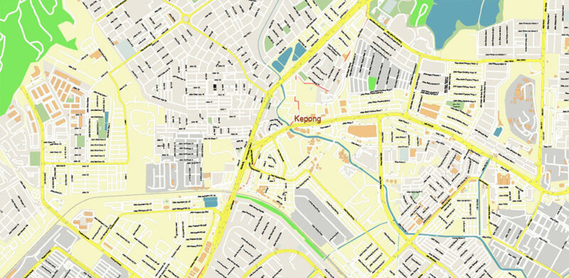 Kuala Lumpur Malaysia Vector Map High Detailed editable layered Adobe Illustrator