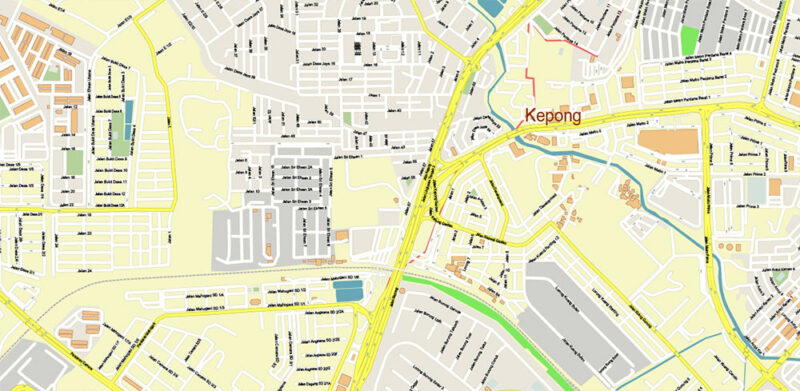 Kuala Lumpur Malaysia Vector Map High Detailed editable layered Adobe Illustrator