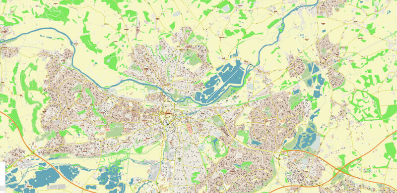 Reading - Wokingham UK Vector Map High Detailed editable layered Adobe Illustrator