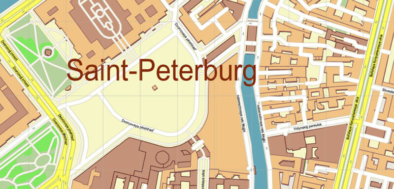 Saint Petersburg Russia Vector Map (ENG) High Detailed editable layered Adobe Illustrator