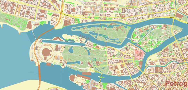 Saint Petersburg Russia Vector Map (ENG) High Detailed editable layered Adobe Illustrator