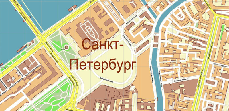 Санкт-Петербург Россия (РУС) векторная карта высокой детализации, Adobe Illustrator