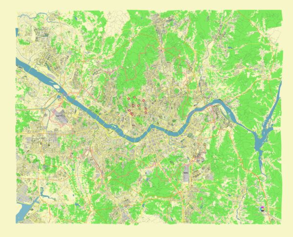 Seoul South Korea Vector Map in Adobe Illustrator, PDF and SVG Free