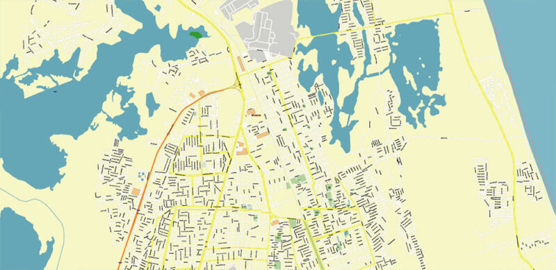 Tampico Mexico Vector Map High Detailed editable layered Adobe Illustrator