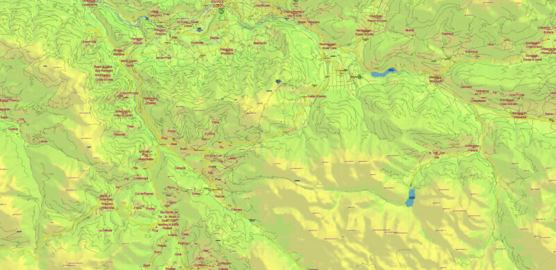Dolomite Alps (Italy and Austria) Vector Map High Detailed + Relief + Mountain Elevation and Names Editable Layered Adobe Illustrator