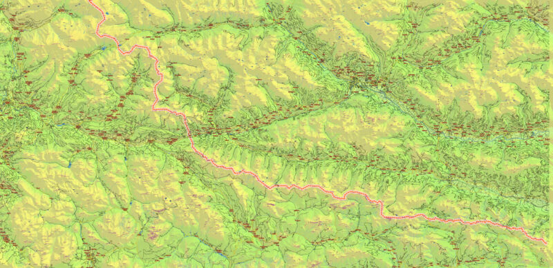 Dolomite Alps (Italy and Austria) Vector Map High Detailed + Relief + Mountain Elevation and Names Editable Layered Adobe Illustrator
