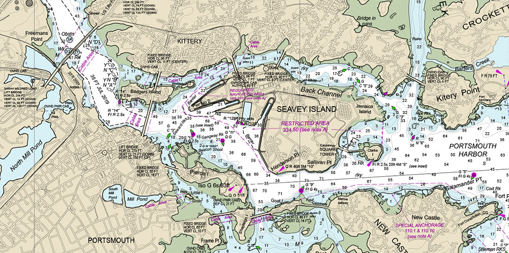 Marine chart of the Portsmouth Harbor New Hampshire