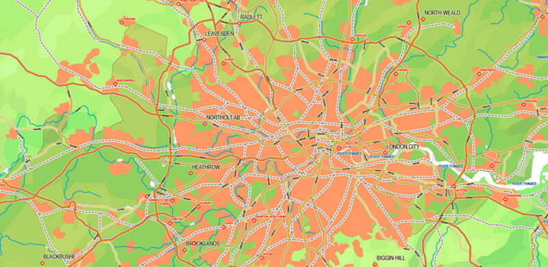 UK + Ireland Geological + Relief Vector Map High Detailed editable layered Adobe Illustrator