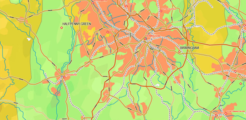 UK + Ireland Geological + Relief Vector Map High Detailed editable layered Adobe Illustrator