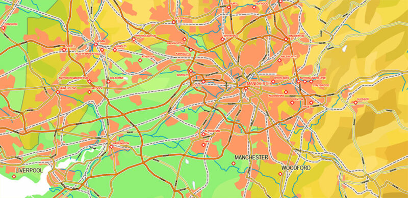 UK + Ireland Geological + Relief Vector Map High Detailed editable layered Adobe Illustrator