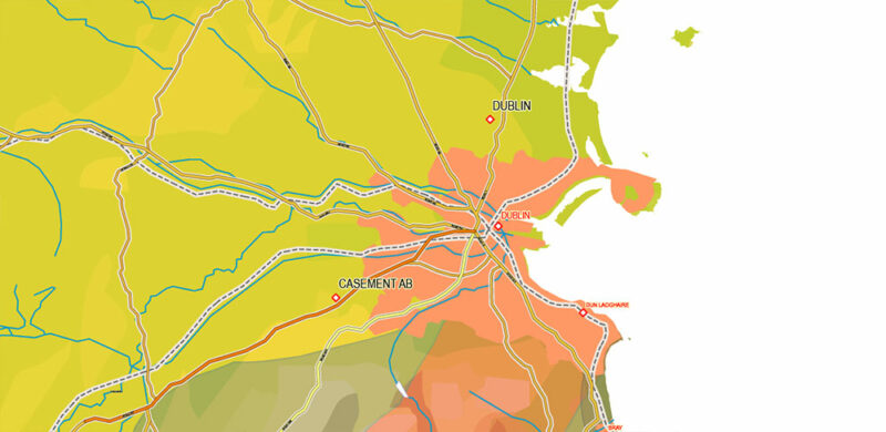 UK + Ireland Geological + Relief Vector Map High Detailed editable layered Adobe Illustrator