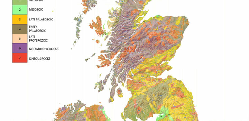 UK + Ireland Geological + Relief Vector Map High Detailed editable layered Adobe Illustrator