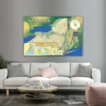 New York State Map High Detailed Shaded relief 36"x24" Wall Decor Satin Poster