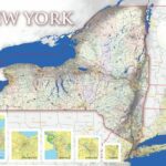 New York State USA Map + shaded relief 36"x24" Wall Decor Satin Poster