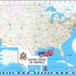 USA Map High Detailed Wall Art 36'x24' Wall Decor Satin Poster