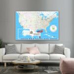 USA Map High Detailed Wall Art 36'x24' Wall Decor Satin Poster