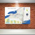 New York State USA Map High Detailed Wall Art 36'x24' Wall Decor Satin Poster