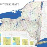 New York State USA Map High Detailed Wall Art 36'x24' Wall Decor Satin Poster