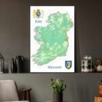 Ireland Islands Map Shaded Relief Green Wall Art 24'x36' Wall Decor Satin Poster 