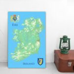 Ireland Islands Map Detailed Shaded Relief 24'x36' Wall Decor Satin Poster 