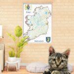 Ireland Islands Map High Detailed, Wall Art 24'x36' Wall Decor Satin Poster 