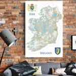 Ireland Islands Map High Detailed 24'x36' Wall Decor Satin Poster Light 