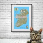 Ireland Islands Map High Detailed + Relief 36'x24' Wall Decor Satin Poster 