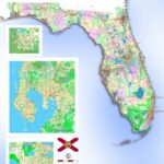 Florida State Map High Detailed, Wall Art 36'x24' Wall Decor Satin Poste