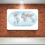 World Map Robinson Projection grey countries 36'x24' Wall Decor Satin Poster 