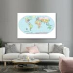 World Map Colored countries Robinson Projection 36'x24' Wall Decor Satin Poster