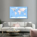 World Map Geo Projection blank countries 36'x24' Wall Decor Satin Poster 