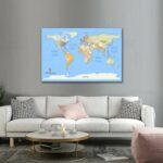 World Map Geo Projection 36'x24' Wall Decor Satin Poster Color countries